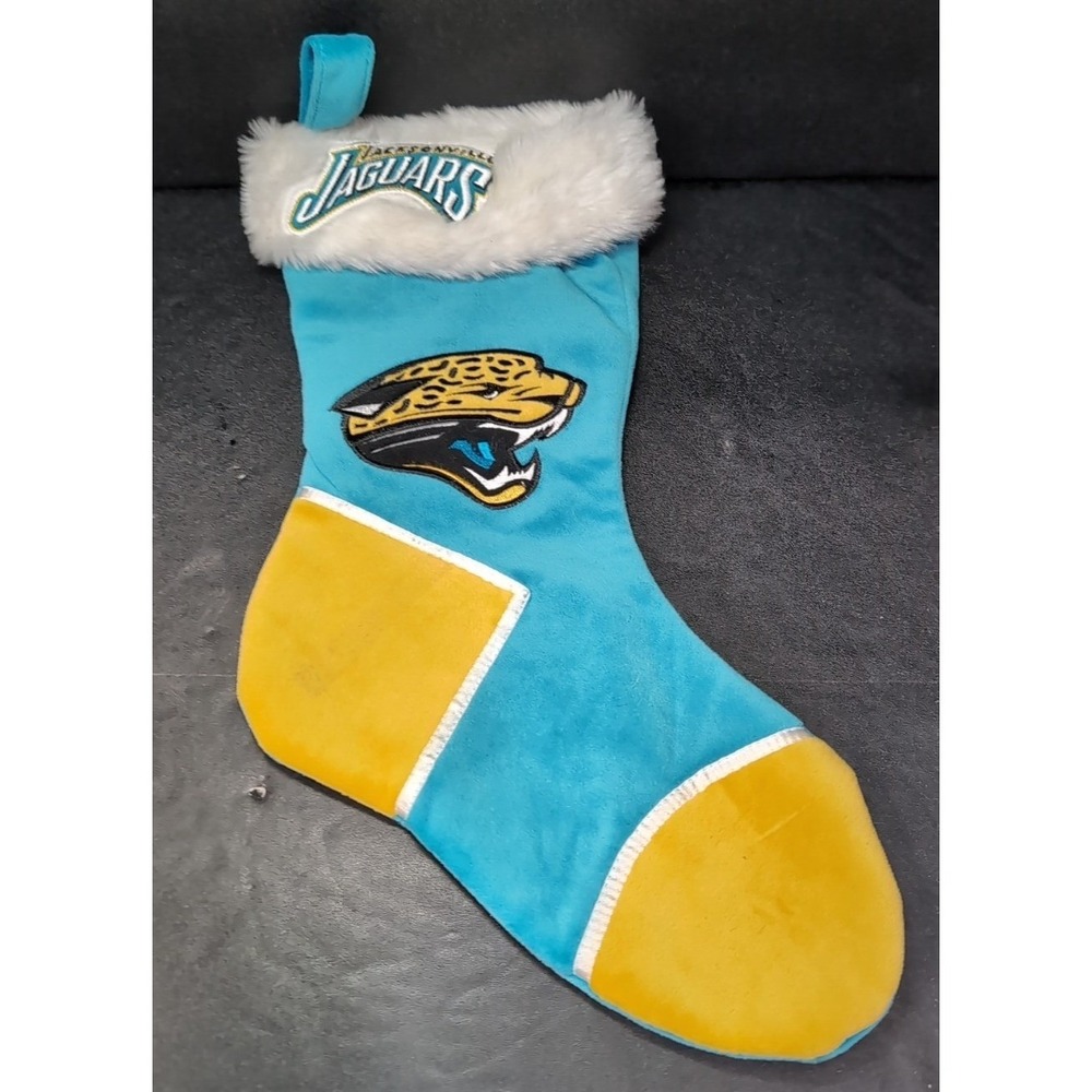 Jacksonville Jaguars NFL Teal Christmas Stocking, Faux Fur Forever Collectible - Picture 2 of 8
